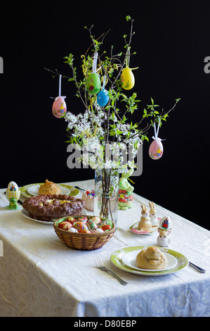 Superb traditional Romanian easter table Stock Photo