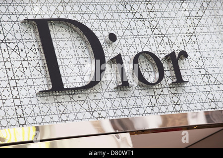 Sign for high end fashion and exclusive brand Dior. Stock Photo