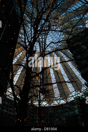 The modern Dome of the Sony Center, view from inside, designed by Helmut. Jahn, located in Potsdamer Platz, Berlin, Germany Stock Photo