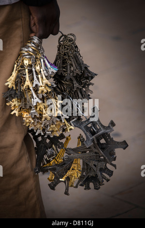 Models of the Eiffel Tower commonly sold to tourists in the streets of Paris, France Stock Photo