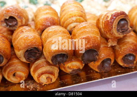 italian chocolate filled cannoli sometimes called napoleon canoli Stock Photo