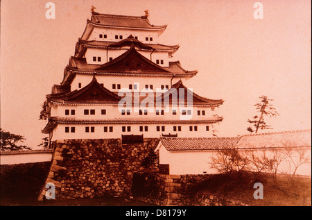 Tokugawa Castle, Nagoya, Japan, Hand-Colored Photograph, Circa 1880 Stock Photo