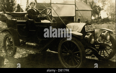 Woman in Touring Car, Circa 1913 Stock Photo