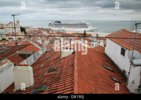 A part of MSC fleet - MSC POESIA in one of her dock during the Mediterranean cruise. Stock Photo