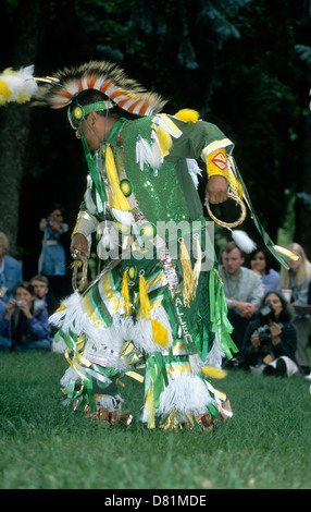 Nez Perce Indian performing at a Pow Wow in Lapwai, Idaho Stock Photo