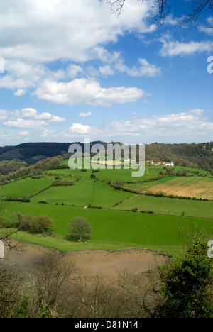 view of the lower wye valley from the eagles nest viewpoint windcliffe near chepstow monmouthshire south wales uk Stock Photo