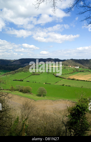 view of the lower wye valley from the eagles nest viewpoint windcliffe near chepstow monmouthshire south wales uk Stock Photo