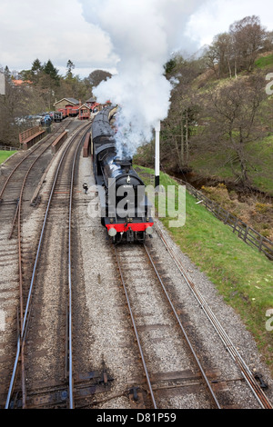 The Lord of the Isles Steam Locomotive 62005 Leaving Goathland Station North Yorks Moor Railway Yorkshire UK Stock Photo
