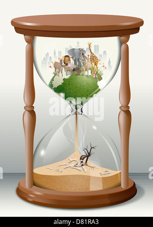 An illustration representing the impact of environmental damage. Stock Photo