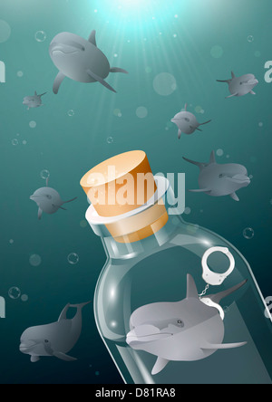 An illustration representing the impact of environmental damage. Stock Photo