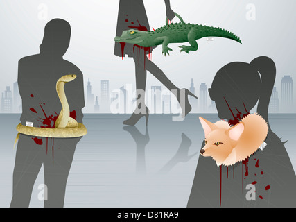 An illustration representing the impact of environmental damage. Stock Photo