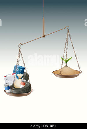 An illustration representing the impact of environmental damage. Stock Photo