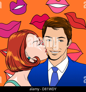 Pop Art KIssing Couple Stock Photo - Alamy