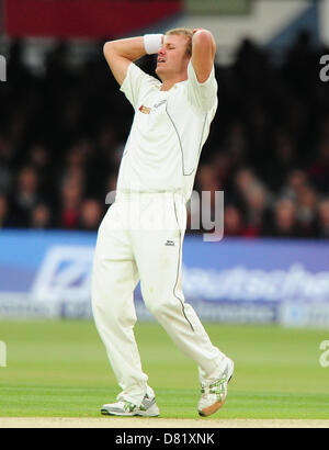 17.05.2013 London, England. Neil Wagner in action during the 1st Test between England and New Zealand from Lords Cricket Ground. Stock Photo