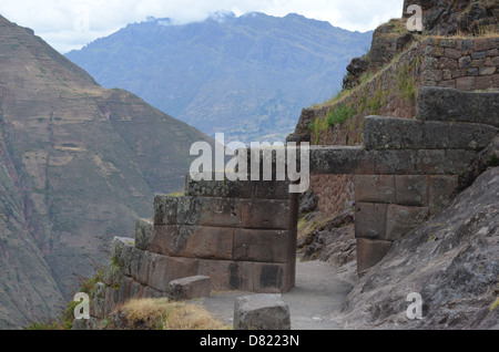 Stone gateway at the Pisaq archaeological site in the Sacred Valley, near Cuzco, Peru Stock Photo