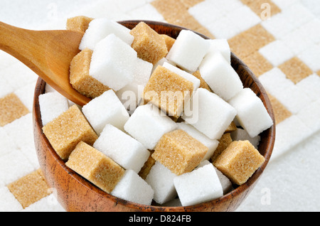 brown and white sugar cubes Stock Photo