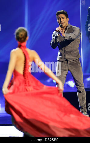 Malmo, Sweden. 17th May 2013. Singer Farid Mammadov representing Azerbaijan representing performing during the dress rehearsal of the Grand Final of the Eurovision Song Contest 2013 in Malmo, Sweden, 17 May 2013. The grand final of the 58th Eurovision Song Contest (ESC) takes place on 18 May 2013. Photo: Joerg Carstensen/dpa +++(c) dpa - Bildfunk+++/Alamy Live News Stock Photo