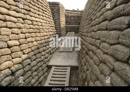 Rebuilt trench of concrete sandbags built to show what trenches looked like to visitors - at Vimy Ridge Stock Photo