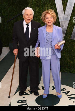 Kirk Douglas, Anne Buydens 2012 Vanity Fair Oscar Party at Sunset Tower Hotel - Arrivals West Hollywood. USA - 26.02.12 Stock Photo