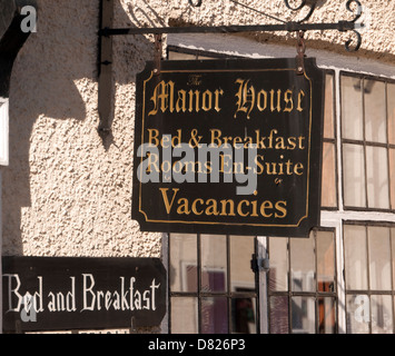 Bed and Breakfast Sign, outside Holiday Accommodation in Norfolk Stock Photo