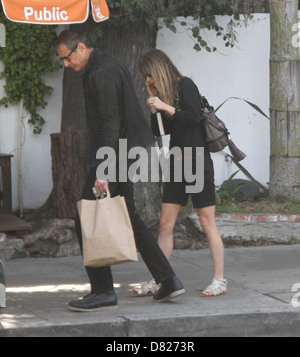 Jeff Goldblum leaves Little Door in Hollywood with a friend Los Angeles, California - 18.02.12 Stock Photo