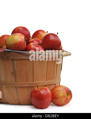 A Basket of Fresh Apples on a white background Stock Photo