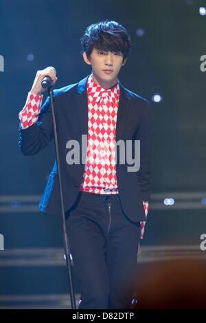 Boy group B1A4 on the set of MBC MUSIC SHOW CHAMPION in Seoul, South Korea on Wednesday May 15, 2013. Stock Photo