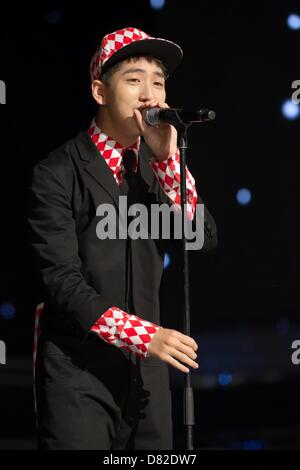 Boy group B1A4 on the set of MBC MUSIC SHOW CHAMPION in Seoul, South Korea on Wednesday May 15, 2013. Stock Photo