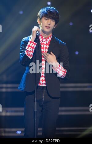 Boy group B1A4 on the set of MBC MUSIC SHOW CHAMPION in Seoul, South Korea on Wednesday May 15, 2013. Stock Photo