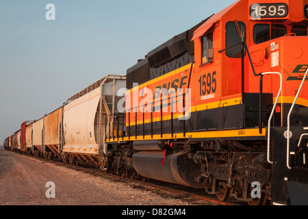Long freight train, Sterling, Colorado Stock Photo