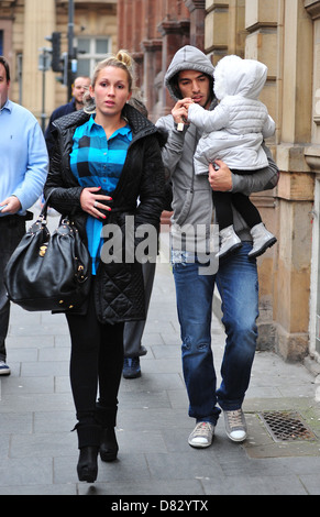 Luis Suarez with his wife Sofia and daughter Delfina enjoyed an early Valentine's lunch at the San Carlo restaurant in Stock Photo