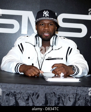 50 Cent (real name Curtis Jackson) appears at the 'SMS' audio booth at the 2012 International CES at the Las Vegas Convention Stock Photo