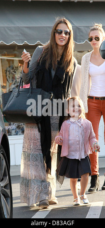Victoria's Secret Angel Alessandra Ambrosio and her daughter Anja Louise Ambrosio Mazur leaving Brentwood Country Mart Stock Photo