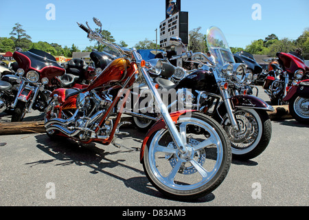 A group of custom Harley Davidson motorcycles at Myrtle Beach Bike Week 2013, May 14, 2013 Stock Photo