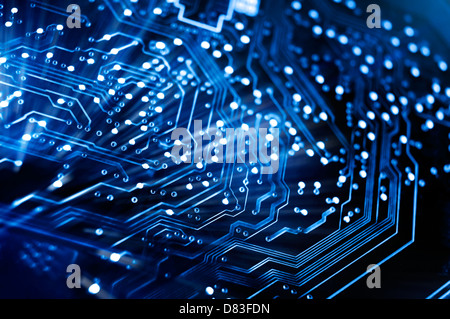 Circuit board artistic conceptual electronics background Stock Photo