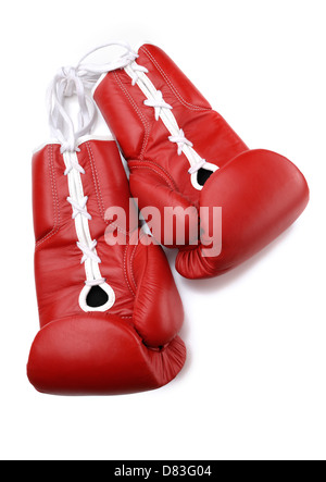 Red boxing gloves isolated on white background Stock Photo