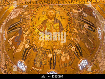 PALERMO - APRIL 8: Mosaic from cupola of Cappella Palatina - Palatine Chapel Stock Photo