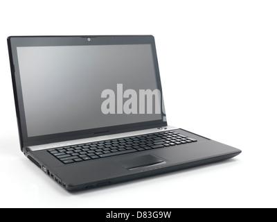 High-end 17-inch black laptop computer isolated on white background Stock Photo
