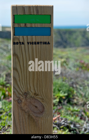 Rota Vicentina coastal walk from Monte Clerigo to Arrifana near Aljezur Algarve Portugal Mediterranean Europe Stock Photo