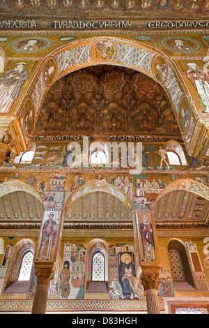 PALERMO - APRIL 8: Mosaic in nave of Cappella Palatina - Palatine Chapel Stock Photo