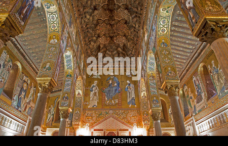 PALERMO - APRIL 8: Mosaic of Cappella Palatina - Palatine Chapel Stock Photo