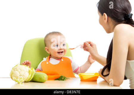 mother feeding baby girl Stock Photo