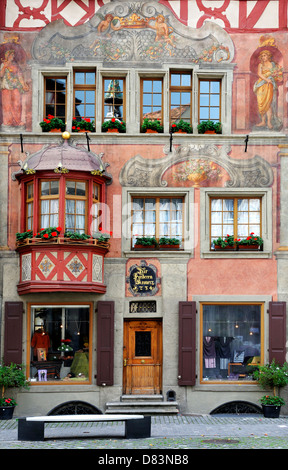 House facade in small town Stein am Rhein, Switzerland Stock Photo