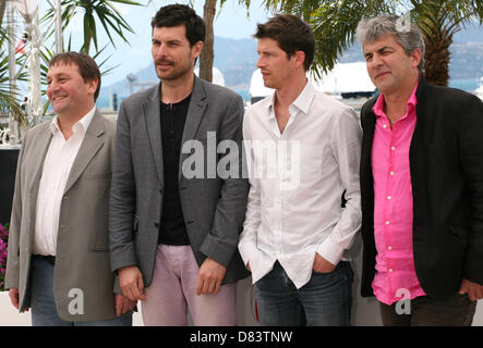 Cannes, France. 17th May 2013. Actors Patrick D’assumçao, Christophe Paou, Pierre Deladonchamps with director Alain Guiraudie  at the L’inconnu Du Lac film photocall at the Cannes Film Festival 17th May 2013. Credit:  Doreen Kennedy / Alamy Live News Stock Photo