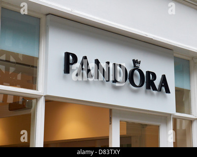 Pandora sign above shop entrance in Chester UK Stock Photo