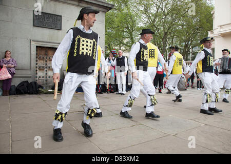 Morris dancers day of dance in London. The Westminster Morris Men perform. Stock Photo