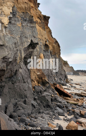 Cliffs at Happisburgh in Norfolk demonstrating high levels of erosion along the East Coast. Stock Photo