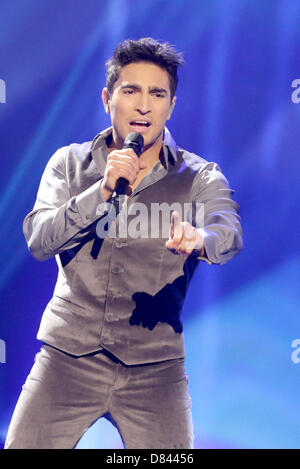 Singer Farid Mammadov representing Azerbaijan performing during the Grand Final of the Eurovision Song Contest 2013 in Malmo, Sweden, 18 May 2013. The annual event is watched by millions of television viewers who also take part in voting. Photo: Joerg Carstensen/dpa +++(c) dpa - Bildfunk+++ Stock Photo