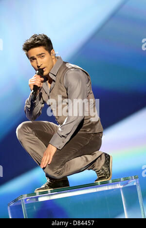 Singer Farid Mammadov representing Azerbaijan performing during the Grand Final of the Eurovision Song Contest 2013 in Malmo, Sweden, 18 May 2013. The annual event is watched by millions of television viewers who also take part in voting. Photo: Joerg Carstensen/dpa +++(c) dpa - Bildfunk+++ Stock Photo