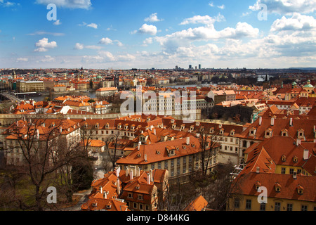 Panoramic view of Prague center from hill, Czech Republic Stock Photo